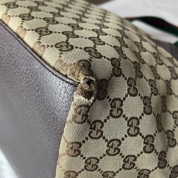 Authentic Gucci GG Monogram Supreme Sherry Web Satchel Tote Bag with COA - Picture 11 of 17